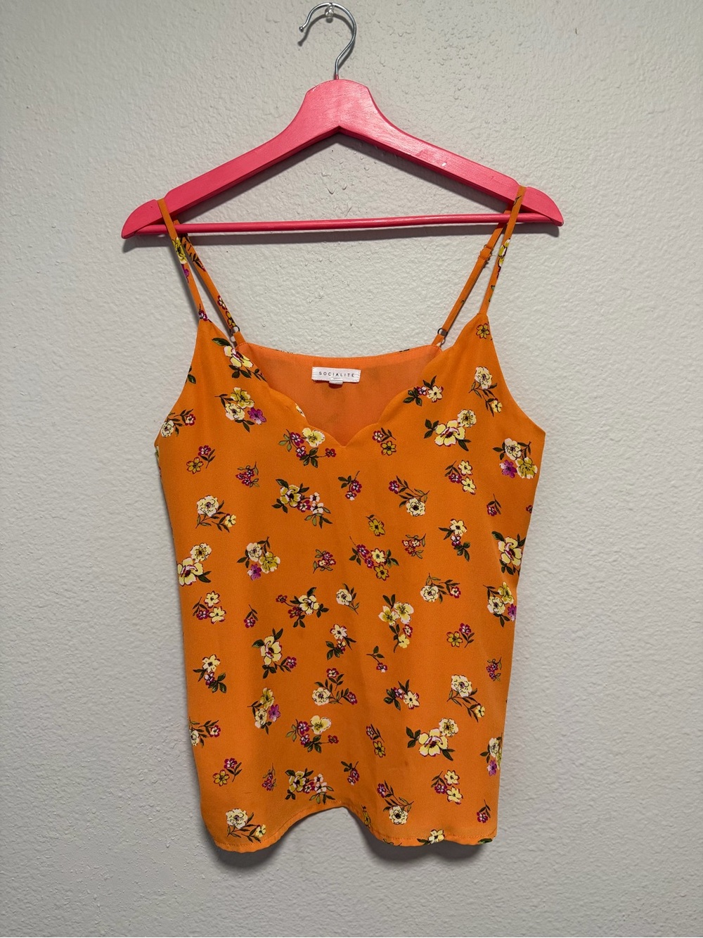 Socialite Boho Orange‎ Floral Cami Tank Top